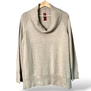 OLSEN Cotton Blend Long Sleeve Cowl Neck Pullover Sweater Cable Detail US Sz 14
